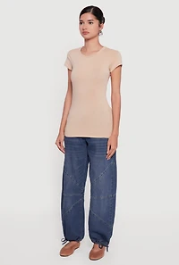 Womens Basic Short Sleeve Crew Neck Tee,