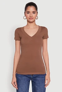 Womens Short Sleeve V Neck T Shirt,