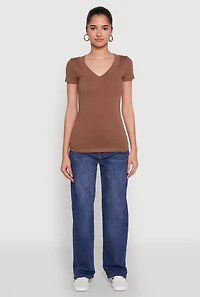 Womens Short Sleeve V Neck T Shirt,