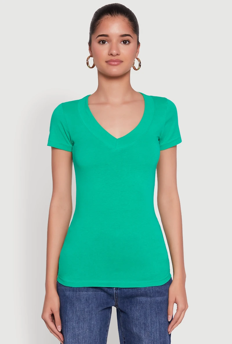 Short Sleeve V Neck T Shirt