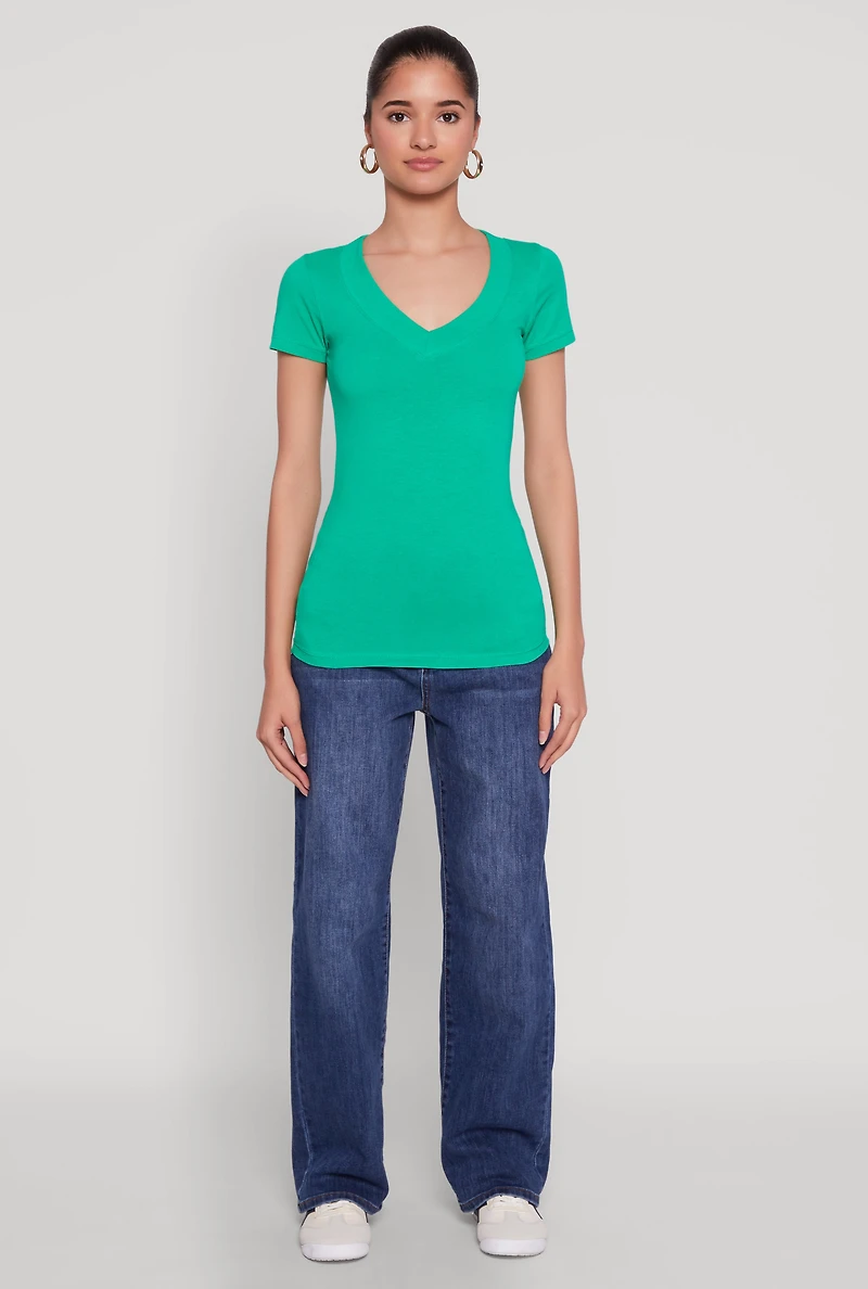 Short Sleeve V Neck T Shirt