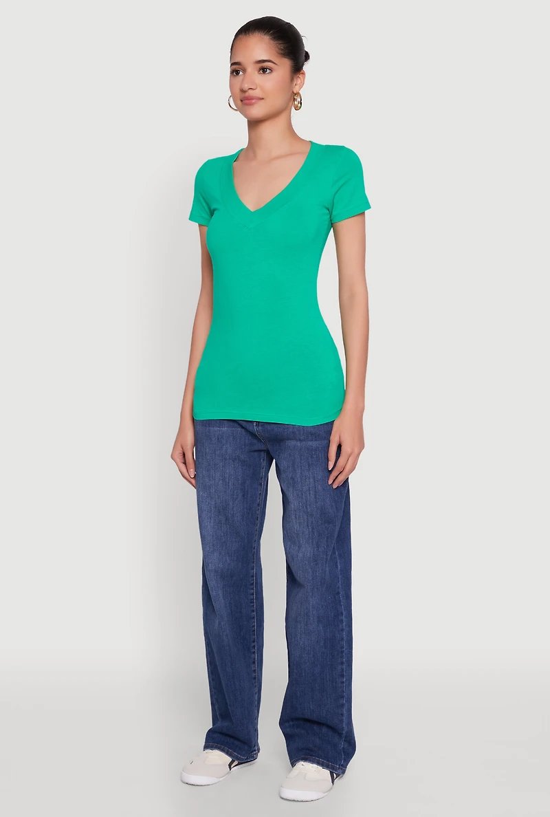 Short Sleeve V Neck T Shirt