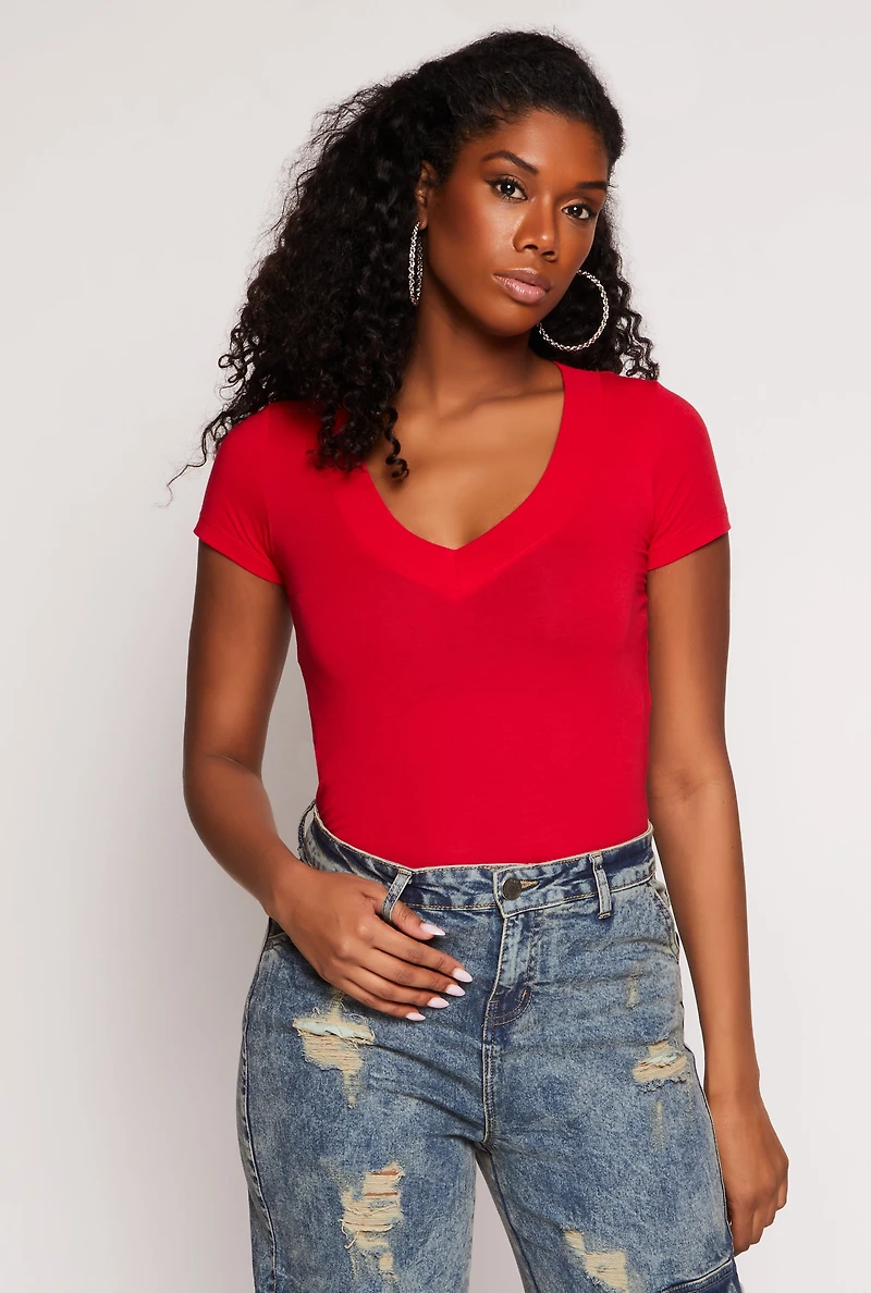 Short Sleeve V Neck T Shirt