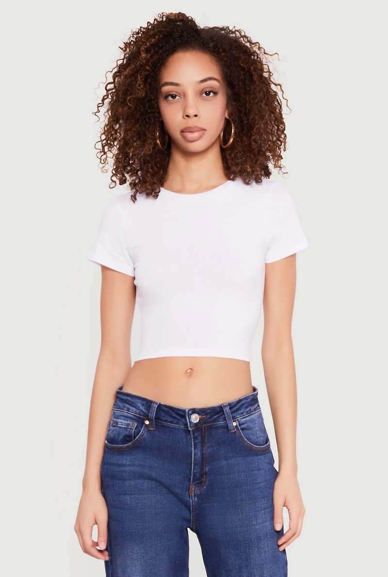 Basic Short Sleeve Cropped Tee