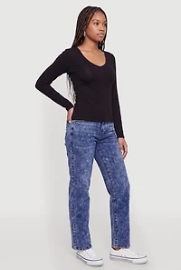 Long Sleeve V Neck Basic Tee