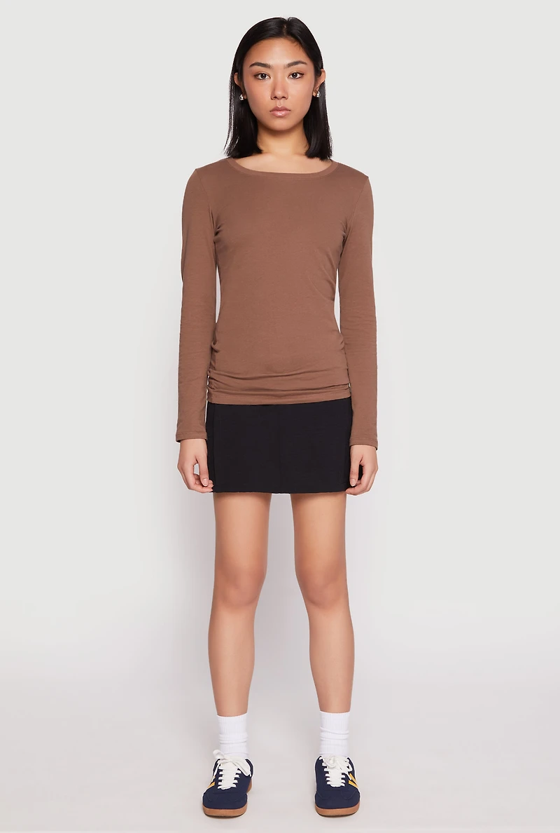Basic Long Sleeve Crew Neck T Shirt