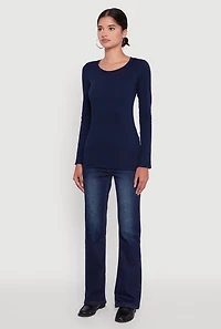 Womens Basic Long Sleeve Crew Neck T Shirt,