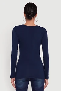 Womens Basic Long Sleeve Crew Neck T Shirt,
