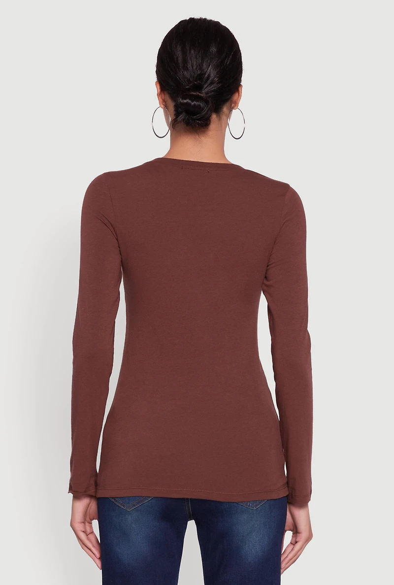 Womens Basic Long Sleeve Crew Neck T Shirt, L
