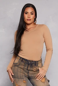 Womens Long Sleeve Crew Neck Top, M
