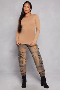 Womens Long Sleeve Crew Neck Top, M