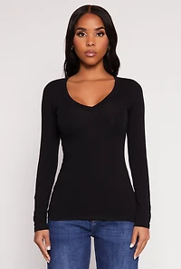Basic Long Sleeve V Neck Tee