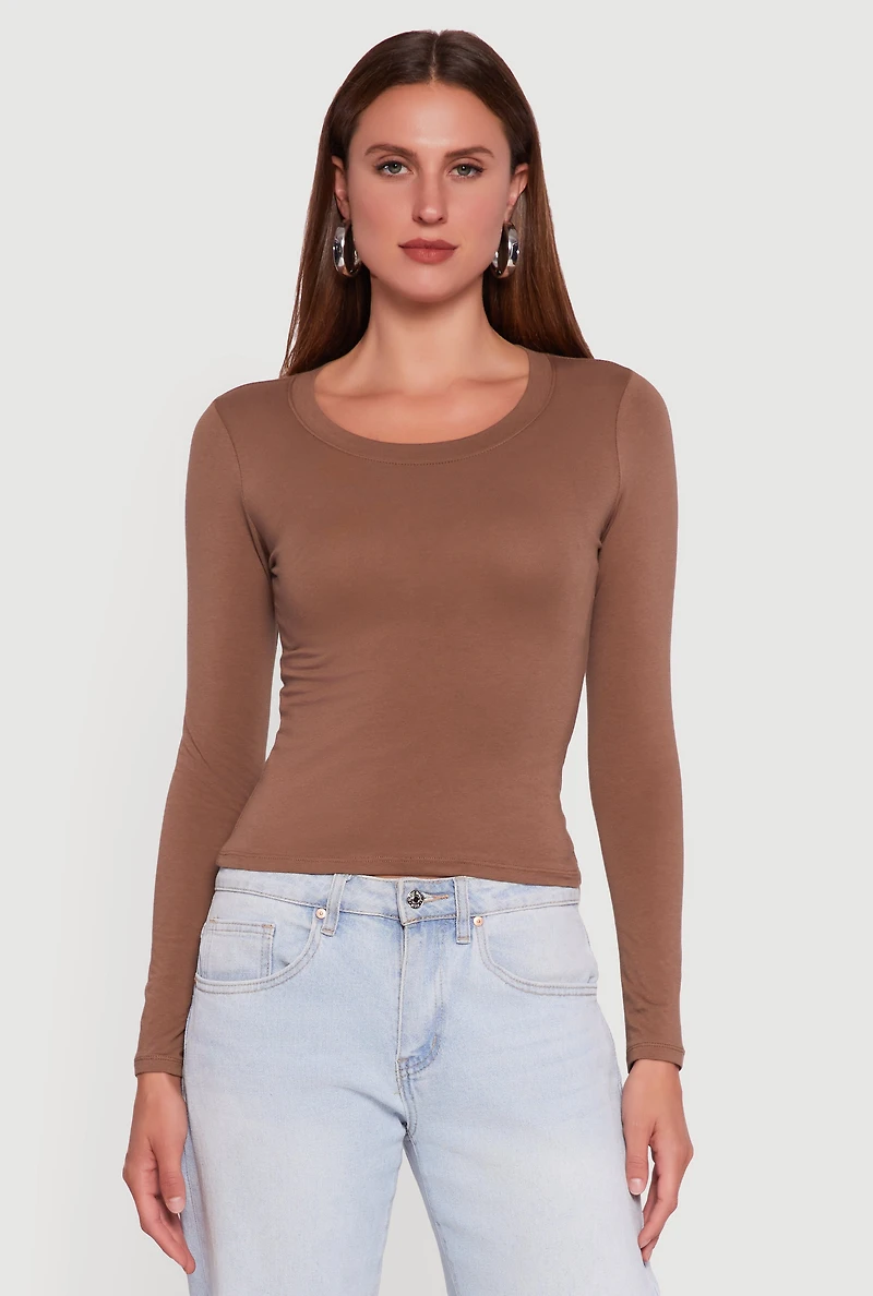Womens Long Sleeve Scoop Neck Tee,
