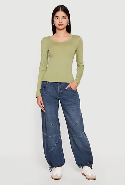 Womens Long Sleeve Scoop Neck Tee,