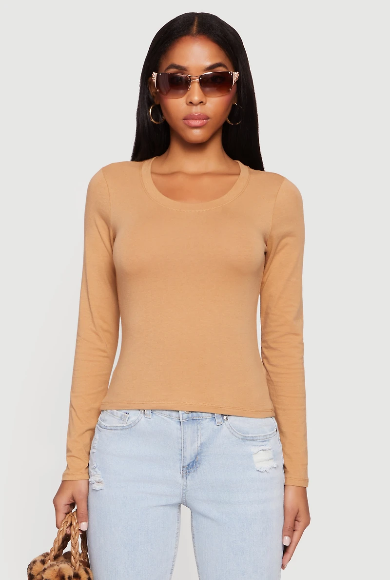 Womens Long Sleeve Solid Tee,