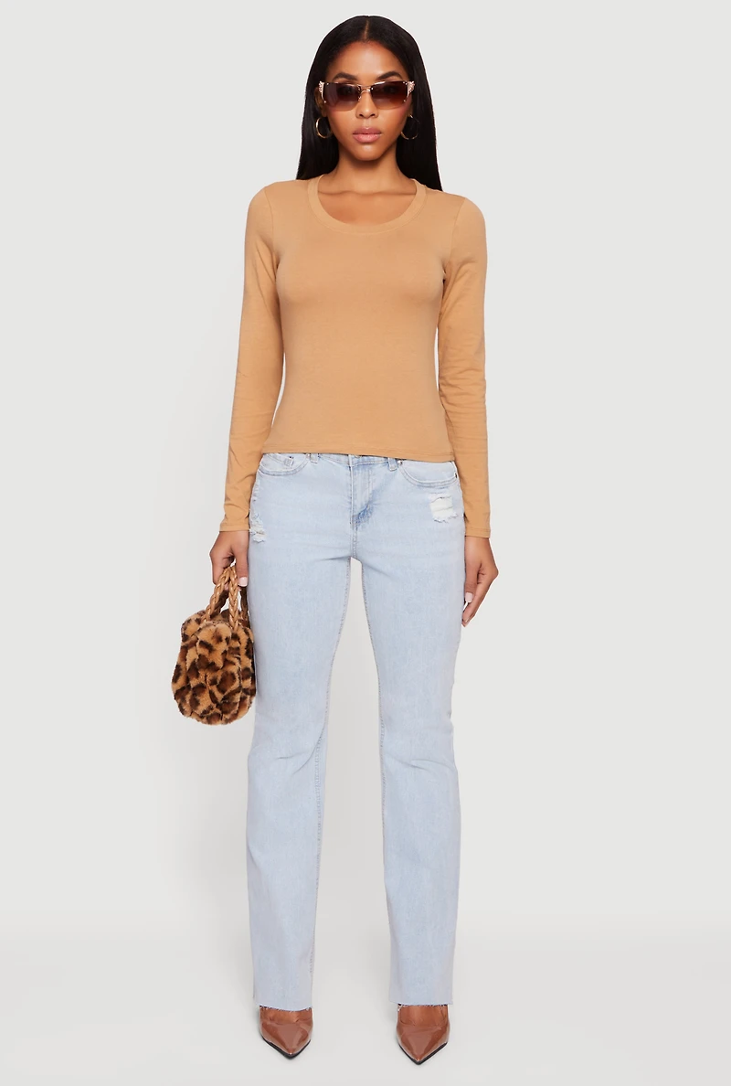 Womens Long Sleeve Solid Tee,