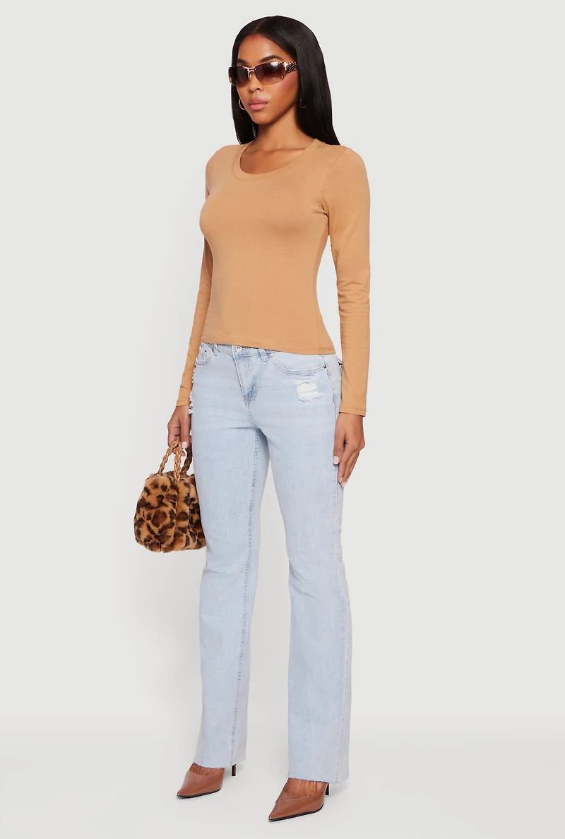 Womens Long Sleeve Solid Tee,