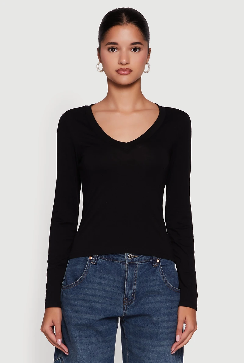 Long Sleeve V Neck T-Shirt