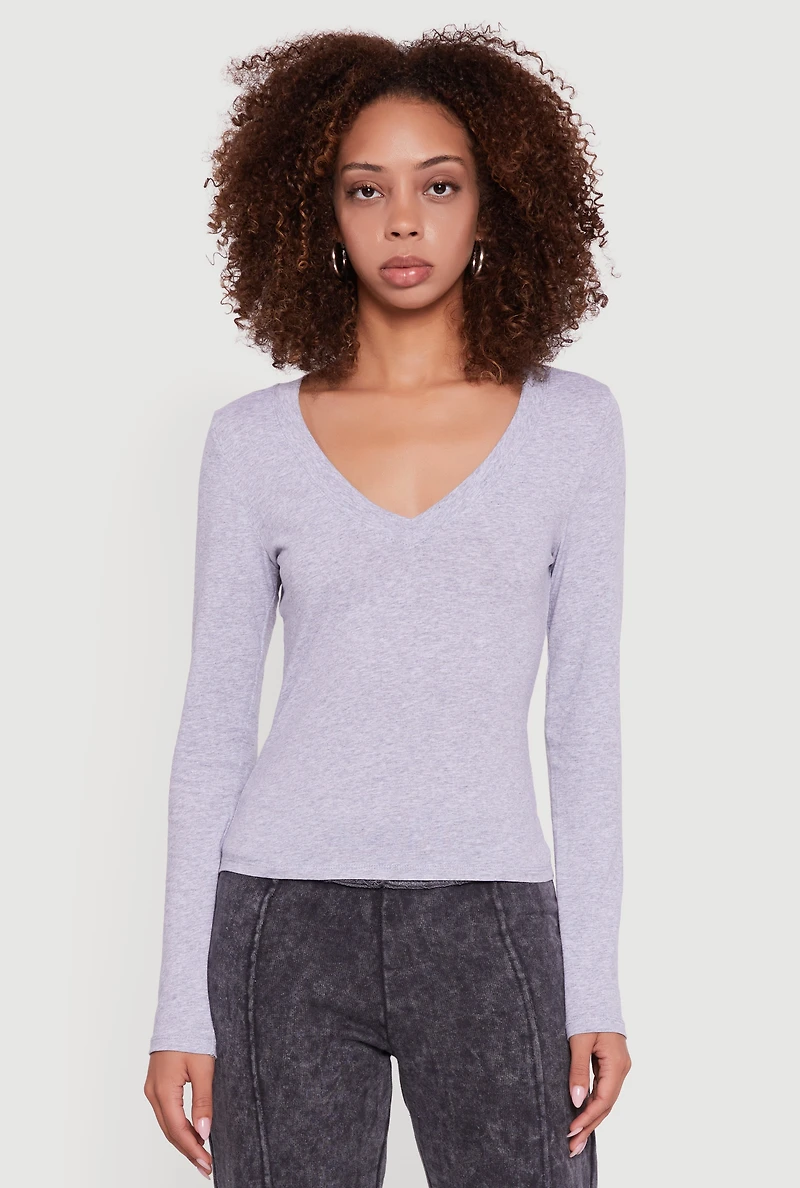 Long Sleeve V Neck T-Shirt