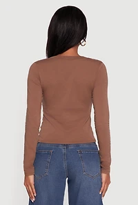 Womens Long Sleeve V Neck Casual Tee,