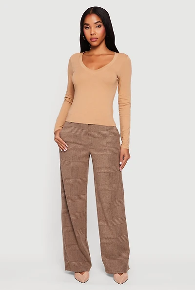 Womens Long Sleeve V Neck T-Shirt,