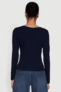 Womens Long Sleeve V Neck Casual Tee,
