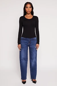 Womens Basic Scoop Neck Long Sleeve Top,