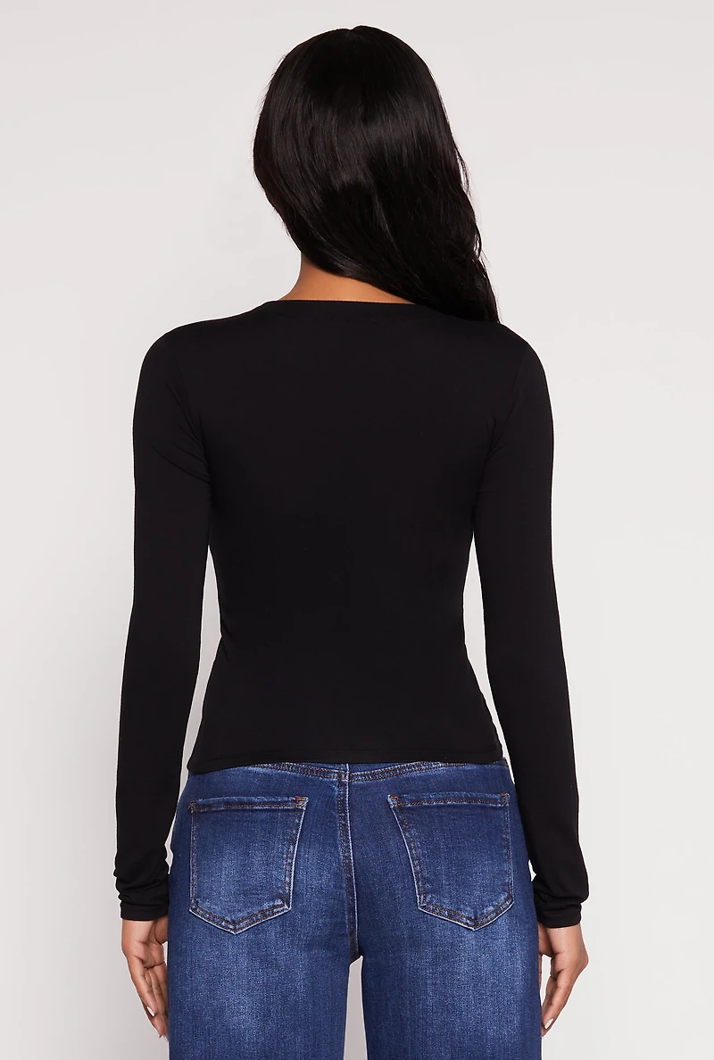 Womens Basic Scoop Neck Long Sleeve Top,