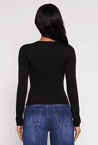 Womens Basic Scoop Neck Long Sleeve Top,