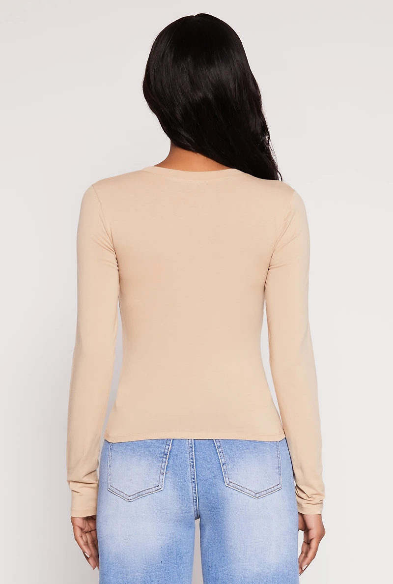 Womens Basic Scoop Neck Long Sleeve Top,