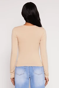 Womens Basic Scoop Neck Long Sleeve Top,