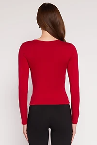 Womens Basic Scoop Neck Long Sleeve Top, S