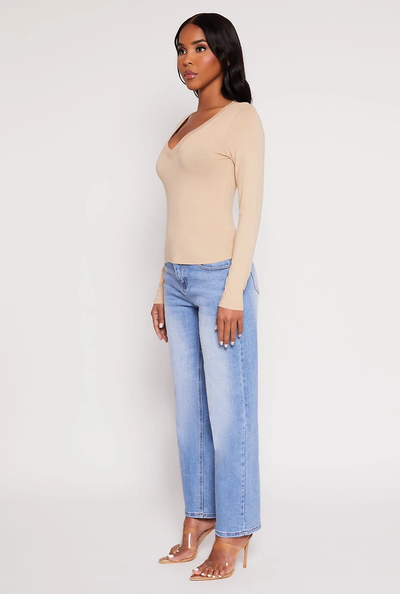 Womens Hailey V-Neck Long Sleeve Tee,