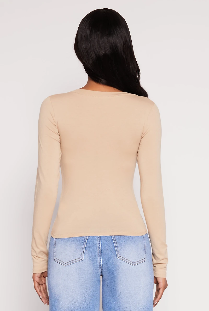 Basic Long Sleeve V Neck Top