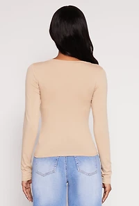 Basic Long Sleeve V Neck Top