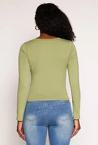 Womens Basic Long Sleeve V Neck Top, S