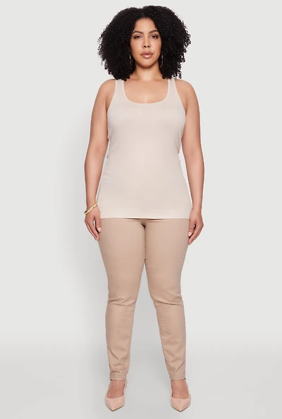 Womens Plus Rib Knit Tank Top,