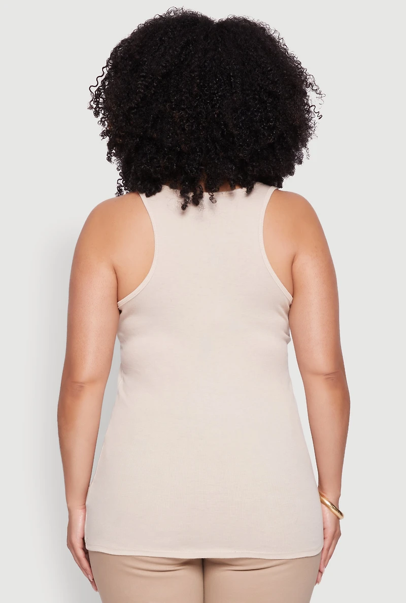 Womens Plus Rib Knit Tank Top,