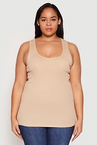 Womens Plus Rib Knit Tank Top,