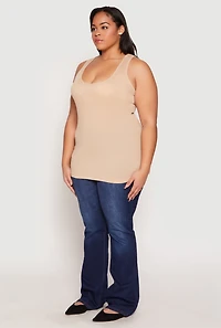 Womens Plus Rib Knit Tank Top,