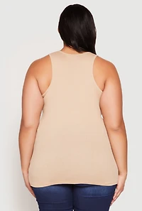 Womens Plus Rib Knit Tank Top,