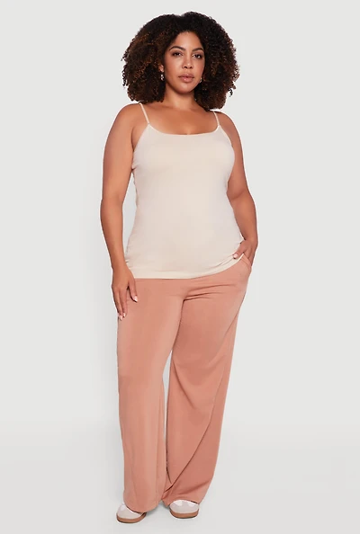 Womens Plus Basic Scoop Neck Cami with Shelf Bra,