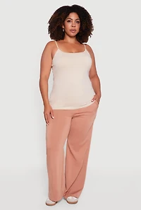 Womens Plus Basic Scoop Neck Cami with Shelf Bra,