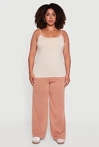 Womens Plus Basic Scoop Neck Cami with Shelf Bra,