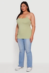Womens Plus Basic Scoop Neck Cami with Shelf Bra, 1X