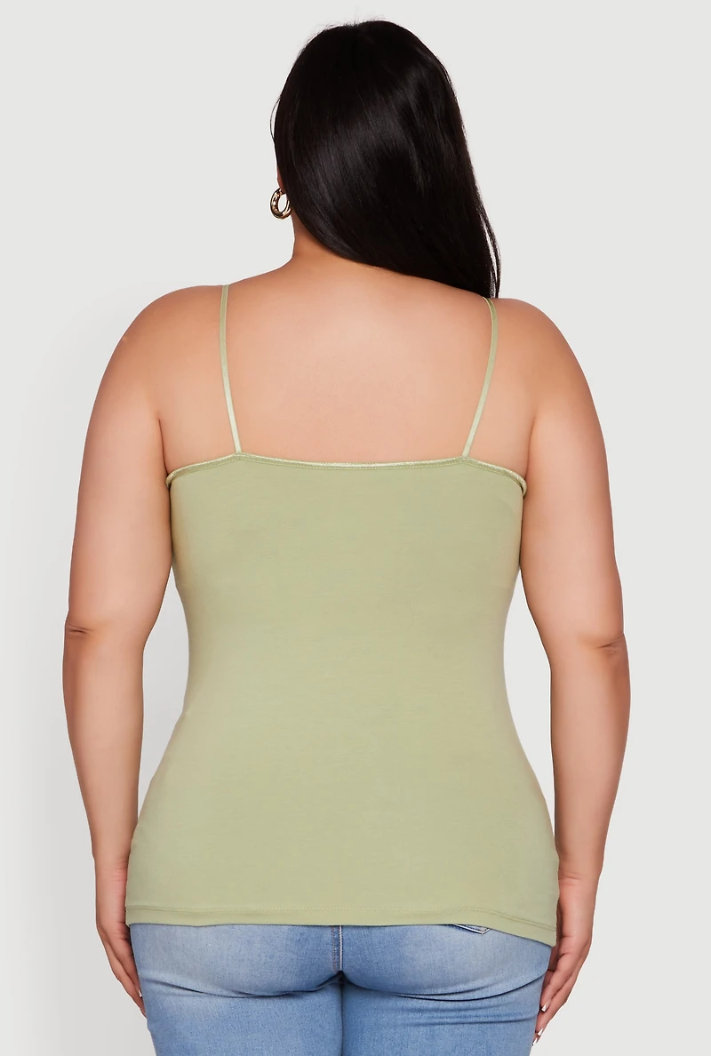 Womens Plus Basic Scoop Neck Cami with Shelf Bra, 1X