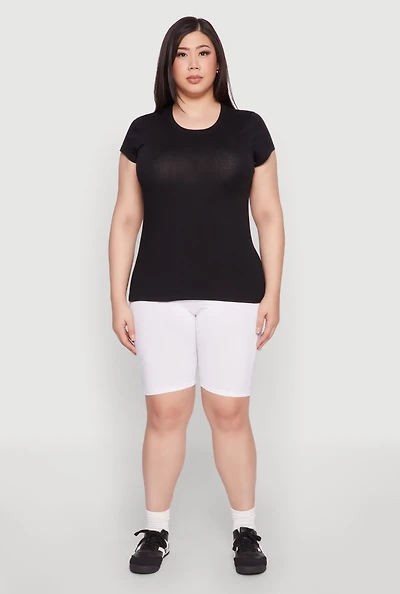 Womens Plus Basic Crew Neck Tee,