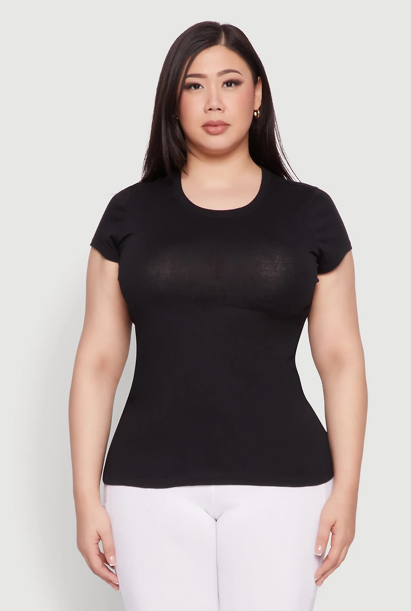Womens Plus Basic Crew Neck Tee,