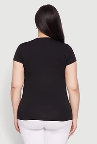 Womens Plus Basic Crew Neck Tee,