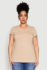 Womens Plus Basic Crew Neck Tee,
